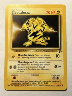 2000 Pokemon TCG Electabuzz 24/130 Base Set 2 Non Holo Rare Card Vintage WOTC LP - Image 1