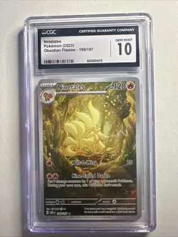 Pokemon Card Ninetails Illustration Obsidian Flames 199/197 2023 CGC Gem Mint 10 - Image 1