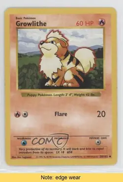 Growlithe Shadowless Pokemon Base Set #28 1999 READ 08hr - Image 1
