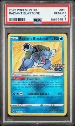 Radiant Blastoise Pokemon GO 018/078 Holo Radiant PSA 10💎 - Image 1