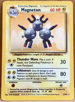 Magneton Pokemon TCG Base Set 9/102 Unlimited Holo Rare LP - Image 1