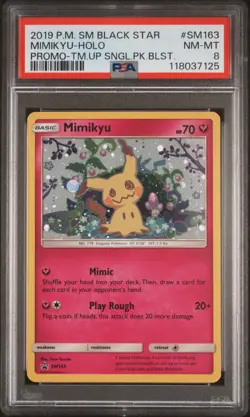 2019 POKEMON SM BLACK STAR PROMO TEAM UP SINGLE PACK BLISTERS MIMIKYU-HOLO PSA 8 - Image 1
