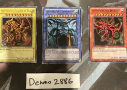 Yugioh! Dragon of Ra, Obelisk, Slifer LC01 3-Card Egyptian God Set NM - Image 1