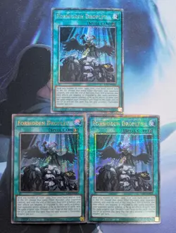 YuGiOh! Forbidden Droplet RA01-EN064 Quarter Century Rare x 3 PLAYSET 1st Ed - Image 1