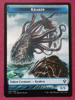 Magic The Gathering COMMANDER STRIXHAVEN 2021 C21 WURM KRAKEN token card MTG - Image 2