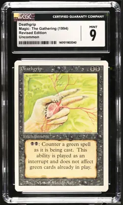 CGC 9 Mint - Deathgrip - Revised 3rd - Vintage Magic The Gathering - Image 1
