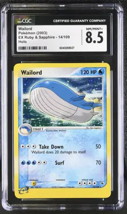 CGC 8.5 Wailord 2003 EX Ruby & Sapphire 14/109 Holo Pokemon Card psa - Image 1