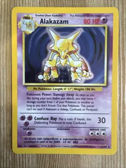 Alakazam Base Set 1/102 Holo Rare WOTC 1999 Vintage Pokemon Card VLP - Image 1