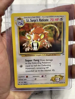 Pokemon Card - Gym Heroes 51/132 - LT. SURGE'S RATICATE (uncommon) - NM Nintendo - Image 1