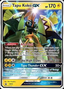 Pokemon Tapu Koko-GX (SM33/256) SM Black Star Promos LP HOLO - Image 1