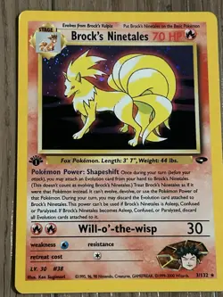 First Edition Brock's Ninetales Holo Rare Card Gym Challenge 3/132 Pokemon TCG - Image 2
