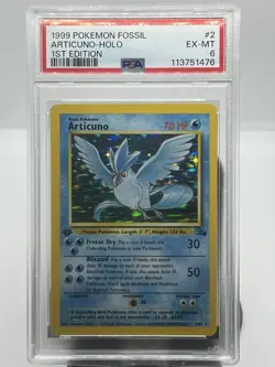 Pokemon TCG Articuno 2/62 Fossil 1st Edition Holo Rare PSA 6 - Image 1