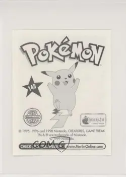 Zapdos Merlin Pokemon Album Stickers #145 1999 4k2 - Image 2