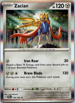 Zacian 136/182 Holo Rare Paradox Rift PAR NM Pokemon TCG Card - Image 1