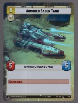 Star Wars Unlimited TotR Foil Hyperspace Card TWI506 Armored Saber Tank - Image 1