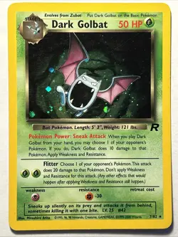 2000 Pokemon TCG Dark Golbat 7/82 Team Rocket Holo Rare Card Vintage Near Mint - Image 1