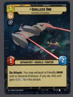 Star Wars Unlimited TotR Hyperspace Card TWI445 Soulless One - Image 1