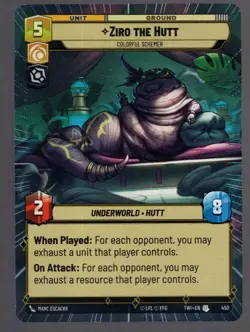 Star Wars Unlimited TotR Hyperspace Card TWI450 Ziro the Hutt - Image 1