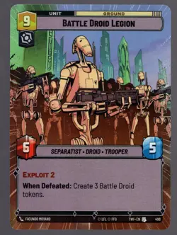 Star Wars Unlimited TotR Hyperspace Card TWI498 Battle Droid Legion - Image 1