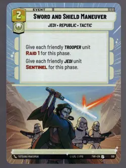 Star Wars Unlimited TotR Hyperspace Card TWI510 Sword and Shield Maneuver - Image 1