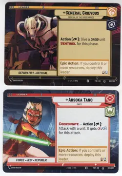 Star Wars Unlimited TotR Pre Release 2 Card Sealed Set Ahsoka & Grievous - Image 2