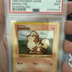 PSA 9 MINT Growlithe Shadowless #28 1999 Base Set Pokemon Card - Image 2