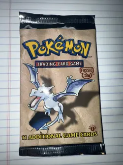 1999 Pokemon 1st Edition Fossil Booster Pack Aerodactyl Artwork - Image 1