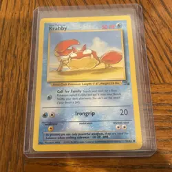 1995, 96, 98 Pokemon Card ** Krabby ** - Fossil Set No. 51/62 - Common - Image 1