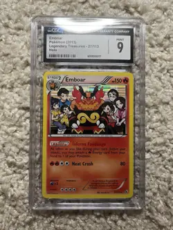 Emboar Holo CGC 9 Pokemon 2013 Black & White Legendary Treasures #27 Low POP 7! - Image 2