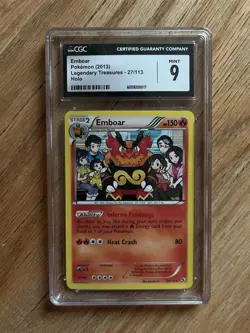 Emboar Holo CGC 9 Pokemon 2013 Black & White Legendary Treasures #27 Low POP 7! - Image 4