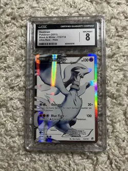 Reshiram Full Art Ultra Rare CGC 8 Pokemon 2011 Black & White #113 Low POP 73! - Image 1