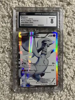 Reshiram Full Art Ultra Rare CGC 8 Pokemon 2011 Black & White #113 Low POP 73! - Image 2