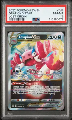2022 POKEMON SWORD & SHIELD LOST ORIGIN #119 DRAPION VSTAR PSA 8 - Image 1
