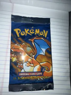 Pokemon Shadowless Base Set Booster Pack Sealed Charizard Art Long Crimp - Image 1
