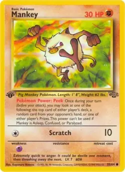 Pokemon Mankey NM 1st Edition Normal Jungle - Image 1