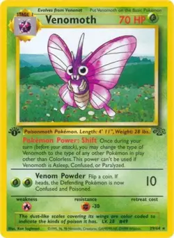Pokemon Venomoth (29) NM Unlimited Normal Jungle - Image 1