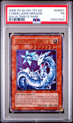 PSA 1 1ST EDITION ULTIMATE RARE Cyber Laser Dragon SOI-EN007 YUGIOH - Image 1