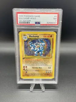 Machamp Holo 1st Edition 1999 Base Set 8/102 PSA 7 Pokemon Card TCG - Image 1