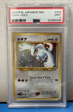 1999 P.M. Japanese Lugia Neo Genesis Holo Rare Pokemon PSA 9 Mint - Image 1