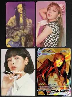Blackpink Lisa Photocard Bundle Square Up, Mac, LALISA + Custom Pokemon Card - Image 1