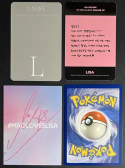 Blackpink Lisa Photocard Bundle Square Up, Mac, LALISA + Custom Pokemon Card - Image 2