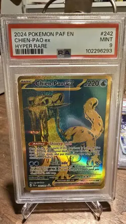2024 POKEMON PAF EN-PALDEAN FATES HYPER RARE #242 CHIEN-PAO EX PSA 9 - Image 1