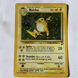 Pokemon TCG Raichu Holo Unlimited+Rare Card Base Set 2, 16/130 - Image 1