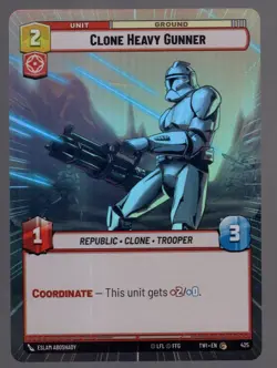 Star Wars Unlimited TotR Foil Hyperspace Card TWI425 Clone Heavy Gunner - Image 1