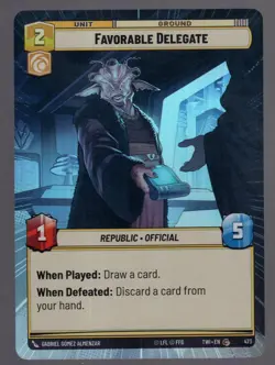 Star Wars Unlimited TotR Foil Hyperspace Card TWI473 Favorable Delegate - Image 1