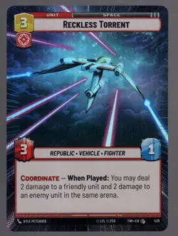 Star Wars Unlimited TotR Foil Hyperspace Card TWI429 Reckless Torrent - Image 1