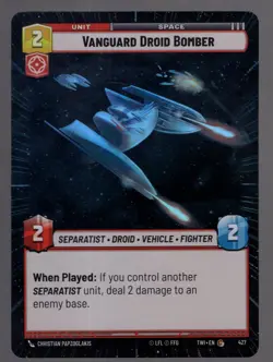 Star Wars Unlimited TotR Foil Hyperspace Card TWI427 Vanguard Droid Bomber - Image 1