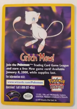 Catch Mew Promo Card - Pokemon the Movie - 1999 Pokemon Wizards of the Coast. - Image 1
