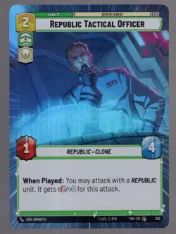 Star Wars Unlimited TotR Foil Hyperspace Card TWI363 Republic Tactical Officer - Image 1