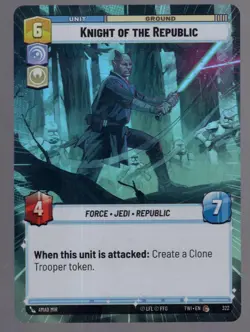 Star Wars Unlimited TotR Foil Hyperspace Card TWI322 Knight of the Republic - Image 1